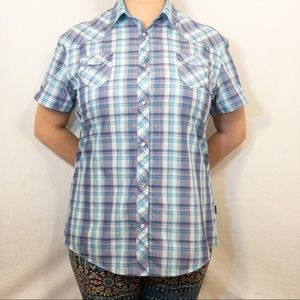 Kuhl Plaid Pearl Snap Short Sleeve Shirt 100% Poly